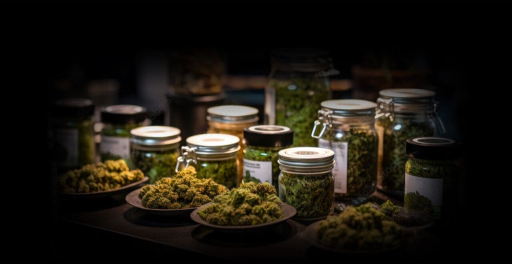 Green Leevz small-batch flower in glass jars